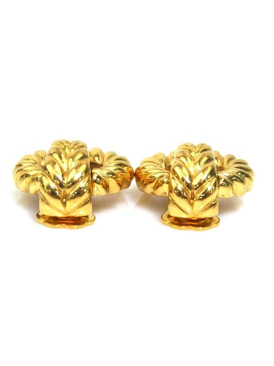 Auth Christian Dior Earrings Gold Metal #306395C92B